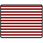 Horizontal Stripes - White and Dark Red Double Sided Fleece Blanket (Medium) (Two Sides)