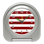 Horizontal Stripes - White and Dark Red Desk Alarm Clock
