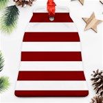 Horizontal Stripes - White and Dark Red Bell Ornament (Two Sides)