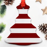 Horizontal Stripes - White and Dark Red Ornament (Christmas Tree)