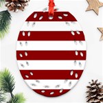Horizontal Stripes - White and Dark Red Ornament (Bell) Ornament (Oval Filigree)