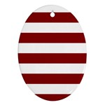 Horizontal Stripes - White and Dark Red Oval Ornament (Two Sides)
