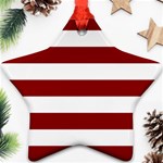 Horizontal Stripes - White and Dark Red Ornament (Star)