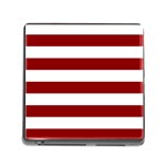 Horizontal Stripes - White and Dark Red Memory Card Reader (Square)
