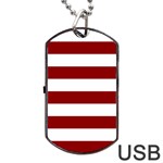 Horizontal Stripes - White and Dark Red Dog Tag USB Flash (Two Sides)