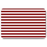 Horizontal Stripes - White and Dark Red Large Doormat