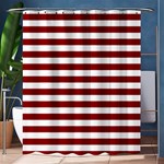 Horizontal Stripes - White and Dark Red Shower Curtain 60  x 72  (Medium)