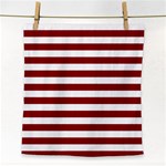 Horizontal Stripes - White and Dark Red Face Towel