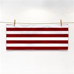 Horizontal Stripes - White and Dark Red Hand Towel