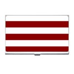 Horizontal Stripes - White and Dark Red Business Card Holder