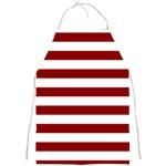 Horizontal Stripes - White and Dark Red Full Print Apron