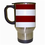Horizontal Stripes - White and Dark Red Travel Mug (White)