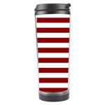 Horizontal Stripes - White and Dark Red Travel Tumbler