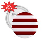 Horizontal Stripes - White and Dark Red 2.25  Button (100 pack)