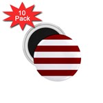 Horizontal Stripes - White and Dark Red 1.75  Magnet (10 pack)