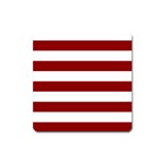 Horizontal Stripes - White and Dark Red Magnet (Square)