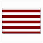 Horizontal Stripes - White and Dark Red Postcard 5  x 7 