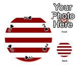 Horizontal Stripes - White and Dark Red Playing Cards 54 (Round)