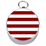 Horizontal Stripes - White and Dark Red Silver Compass