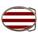 Horizontal Stripes - White and Maroon Red Belt Buckle
