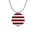 Horizontal Stripes - White and Maroon Red 1  Button Necklace