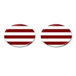 Horizontal Stripes - White and Maroon Red Cufflinks (Oval)
