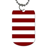Horizontal Stripes - White and Maroon Red Dog Tag (Two Sides)