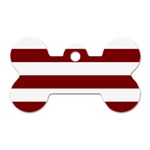 Horizontal Stripes - White and Maroon Red Dog Tag Bone (Two Sides)
