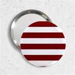Horizontal Stripes - White and Maroon Red 2.25  Handbag Mirror