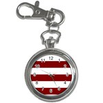 Horizontal Stripes - White and Maroon Red Key Chain Watch