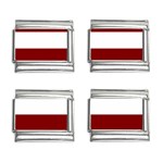 Horizontal Stripes - White and Maroon Red 9mm Italian Charm (4 pack)