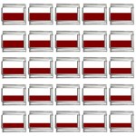 Horizontal Stripes - White and Maroon Red 9mm Italian Charm (25 pack)