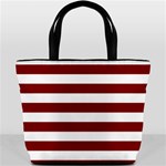 Horizontal Stripes - White and Maroon Red Bucket Bag