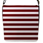 Horizontal Stripes - White and Maroon Red Flap Closure Messenger Bag (S)