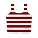 Horizontal Stripes - White and Maroon Red Full Print Recycle Bag (M)