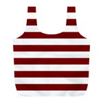 Horizontal Stripes - White and Maroon Red Full Print Recycle Bag (L)