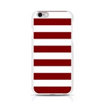 Horizontal Stripes - White and Maroon Red Apple iPhone 6/6S Silicone Case (Transparent)