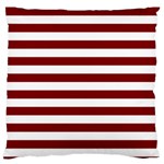 Horizontal Stripes - White and Maroon Red Large Cushion Case (Two Sides)