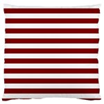 Horizontal Stripes - White and Maroon Red Large Flano Cushion Case (Two Sides)