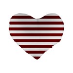 Horizontal Stripes - White and Maroon Red Standard 16  Premium Heart Shape Cushion