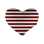 Horizontal Stripes - White and Maroon Red Standard 16  Premium Flano Heart Shape Cushion