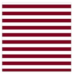 Horizontal Stripes - White and Burgundy Red Large Satin Scarf (Square)