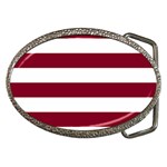 Horizontal Stripes - White and Burgundy Red Belt Buckle