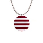 Horizontal Stripes - White and Burgundy Red 1  Button Necklace