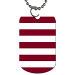 Horizontal Stripes - White and Burgundy Red Dog Tag (One Side)