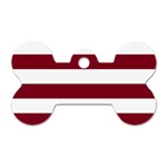 Horizontal Stripes - White and Burgundy Red Dog Tag Bone (One Side)