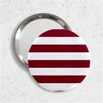 Horizontal Stripes - White and Burgundy Red 2.25  Handbag Mirror