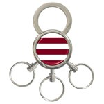 Horizontal Stripes - White and Burgundy Red 3-Ring Key Chain