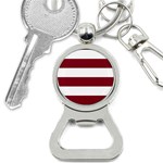 Horizontal Stripes - White and Burgundy Red Bottle Opener Key Chain