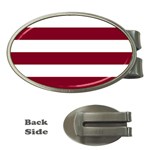 Horizontal Stripes - White and Burgundy Red Money Clip (Oval)
